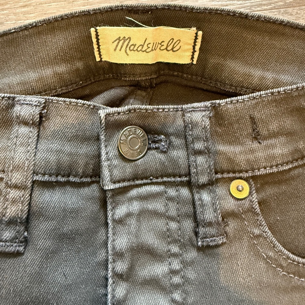 Madewell 9” High Rise black wax jeans